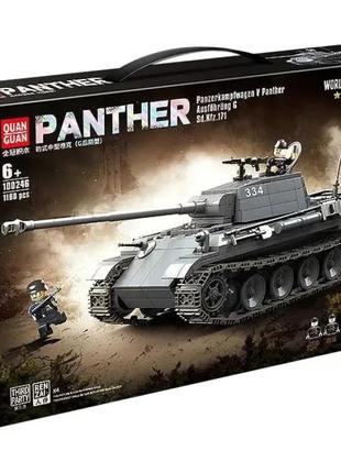 Конструктор німецький танк пантера panther v друга світова війна та 4 танкіста в коробці 1180 деталей4 фото