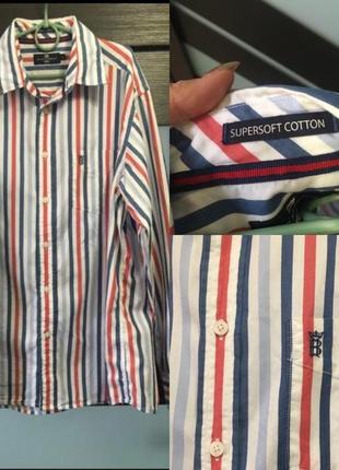 Новая! marks&spencer рубашка supersoft cotton цветная белая полоска мужская1 фото