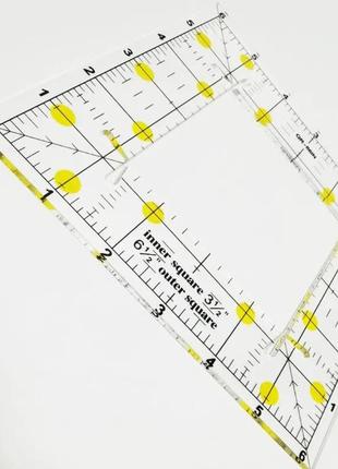 Лінійка для печворку і квілтингу квадрат 6.5х 6.5 дюймів qr-66in акрил 3мм (6719)2 фото