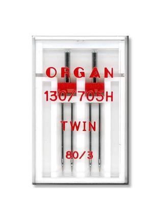 Голки швейні подвійні універсальні organ twin №80/3 пластиковий бокс для побутових швейних машин