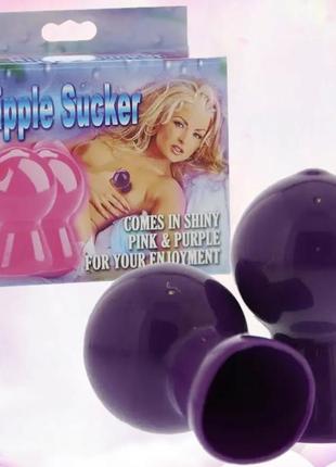 Вакуумные помпы для сосков фиолетовые "nipple sucker pair in shiny purple" от nmc