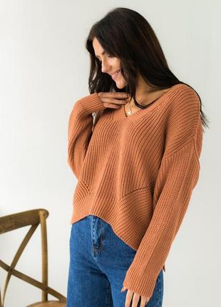 Свободный пуловер с удлиненной спинкой4 фото