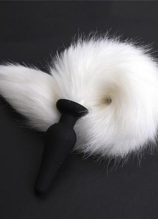 Анальна пробка з білим пухнастим хвостом flirting tail wool