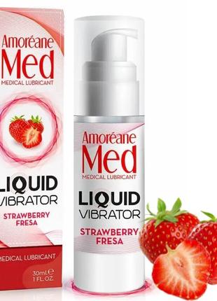 Лубрикант стимулюючий рідкий вібратор "liquid vibrator - strawberry" від amoreane med 30 мл.