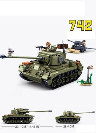 Конструктор американський танк м26 2/1 м38 першинг друга світова війна в коробці 742 деталей