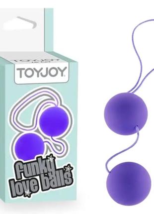 Вагінальні кульки пластикові, м'яке зчеплення, фіолетові "funky love balls" toy joy