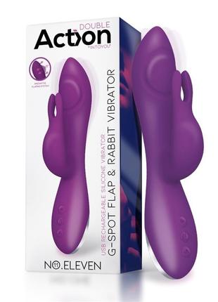 Action no. eleven vibrator with bunny, g-spot and pulse function magnetic usb silicone