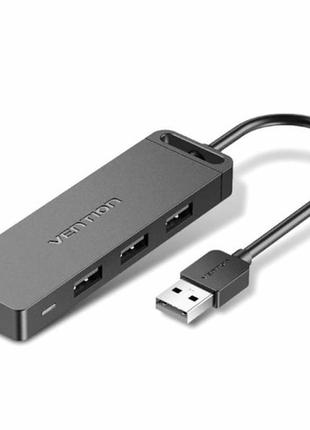 Usb-хаб vention usb 2.0 на 4 порта с micro usb питанием 0.15m black (chmbb)