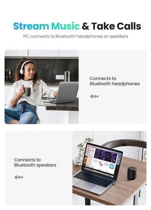 Bluetooth-адаптер ugreen usb bluetooth 5.0 передатчик для компьютера, ноутбука black (us390)4 фото