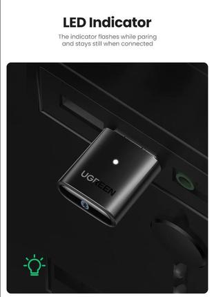 Bluetooth-адаптер ugreen usb bluetooth 5.0 передатчик для компьютера, ноутбука black (us390)9 фото