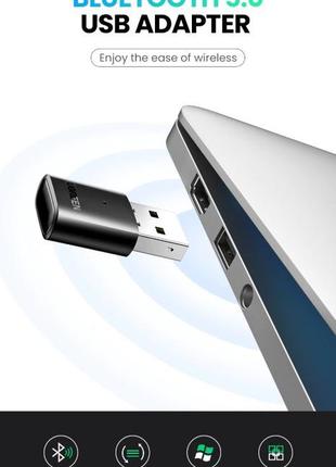 Bluetooth-адаптер ugreen usb bluetooth 5.0 передатчик для компьютера, ноутбука black (us390)2 фото