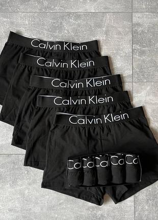 Чоловічі труси calvin klein чорні 5 шт боксери кельвін кляйн подарунковий набір (b)4 фото