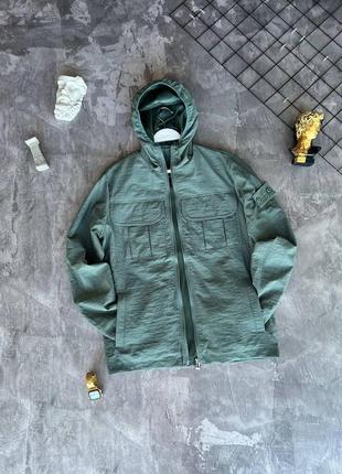 Чоловіча вітрівка stone island з патчем мятна осіння куртка стон айленд з плащової тканини на осінь (b)2 фото