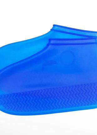 Бахилы на обувь силиконовые от воды и грязи (s, blue) | многоразовые бахилы-чехлы для обуви1 фото