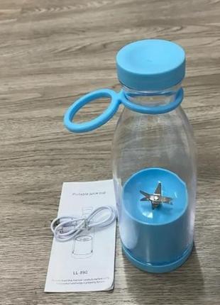 Портативный аккумуляторный фитнес-блендер, бутылка для смузи fresh juice (белый, розовый, голубой)5 фото