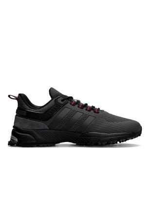Мужские кроссовки adidas marathon текстильные темно-серые адидас маратон весенние (b)4 фото