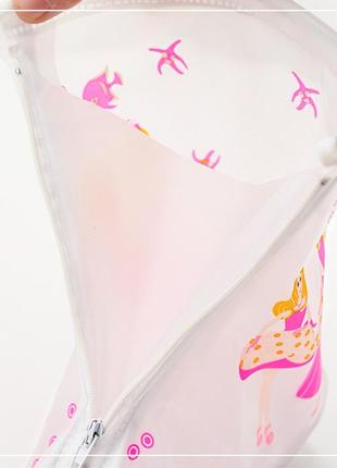 Детские резиновые бахилы lesko l 22,4 см (розовый, две принцессы)-lvr2 фото