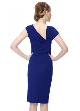 Распродажа! облегающее платье с брошью синее2 фото