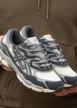 Мужские кроссовки asics gel nyc grey beige 411 фото