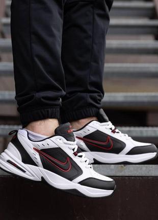 Чоловічі кросовки nike air monarch шкіряні білі з чорним найк монарх весняні (b)