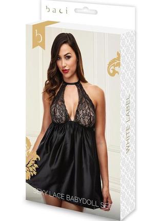 Пеньюар sexy lace babydoll set black, s/m