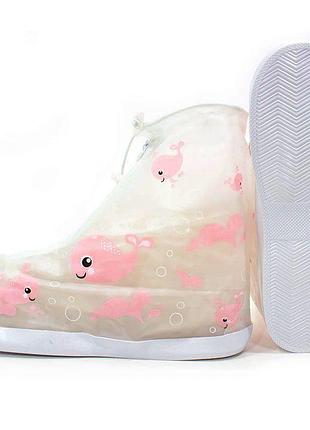 Детские резиновые бахилы lesko m 20,5 см (розовый, кит)-lvr