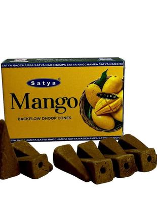 Ароматический конус стелющийся жидкий дым манго backflow 10 шт satya 349901 фото
