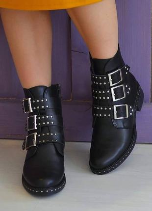 Нові шкіряні черевики в байкерському стилі / грубые ботинки кожаные байкерские1 фото