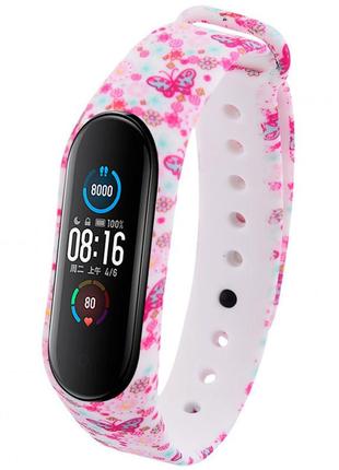 Силиконовый ремешок с рисунком для xiaomi mi band 5 / 6