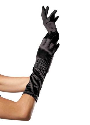 Атласные перчатки leg avenue elbow length satin gloves o/s