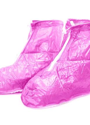 Бахіли на взуття пвх від води та бруду lesko sb-101 l 39-40 (pink)-lvr1 фото