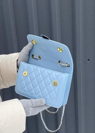 Жіноча сумка 8400 крос-боді на цепочці блакитна4 фото