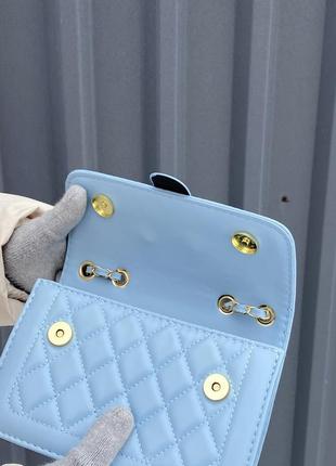 Жіноча сумка 8400 крос-боді на цепочці блакитна5 фото