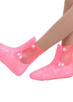 Бахіли на взуття гумові від води та бруду lesko sb-108 xl 40-41 (pink)-lvr1 фото