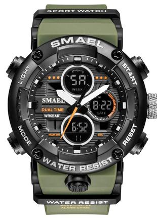 Годинник наручний smael 8038 original (army green)-lvr  | чоловічий наручний годинник