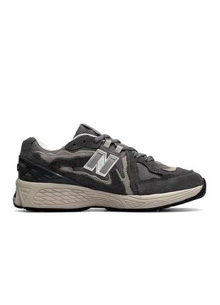 Мужские замшевые сетка кроссовки new balance 1906d protection gray beige, кеды беленсы серые. мужская обувь8 фото