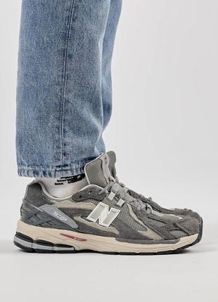 Мужские замшевые сетка кроссовки new balance 1906d protection gray beige, кеды беленсы серые. мужская обувь3 фото