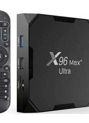 Тв-приставка smart tv x96 max+ ultra 4/64gb android tv (905x4) black (код товару:34953)