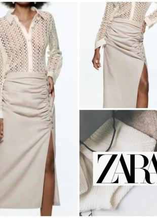 Льняная юбка со сборкой zara