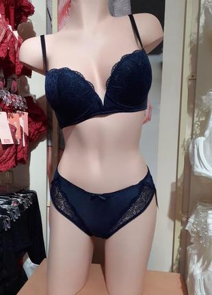 Комплект нижнего белья бюстгальтер push-up с кружевом  nita dark blue от jasmine3 фото