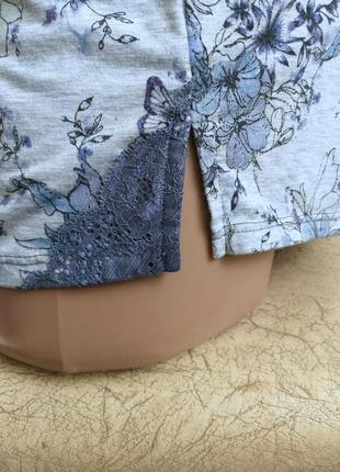 Трикотажные шорты. домашние шортики в бабочках, в цветочек. серо-голубой, сиреневый.7 фото