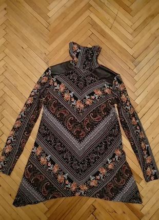 Туніка,гольф,з еко вставками