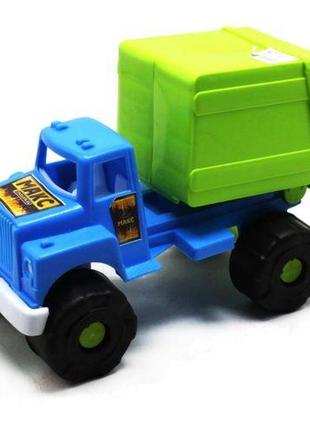 Пластиковая машинка "мусоровоз", голубая кабина и салатовый кузов [tsi182366-тsі]