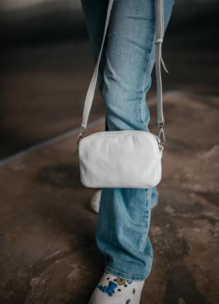 Женская сумочка, стильная сумка из натуральной кожи, маленькая белая сумка клатч на каждый день2 фото