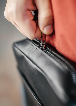 Мужская каркасная барсетка, черная сумка через плечо из натуральной кожи, классический мессенджер2 фото