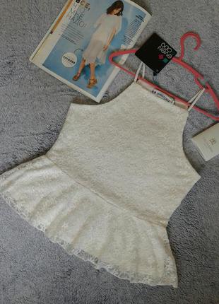 Ніжний мереживною топ з баскою even&odd