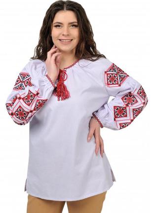 Лляна вишиванка етніка (білий), розміри s,m,l,xl,2xl,3xl2 фото