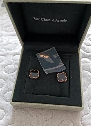 Серьги, сережки из медицинского золота и серебра van cleef arpels1 фото