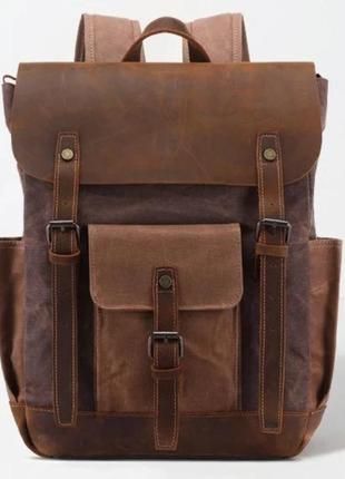 Рюкзак дорожный текстильный vintage 20057 коричневый1 фото