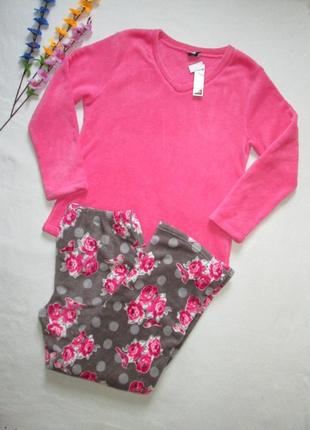 Суперовая плюшевая теплая пижама домашний костюм в цветочный принт livco corsetti